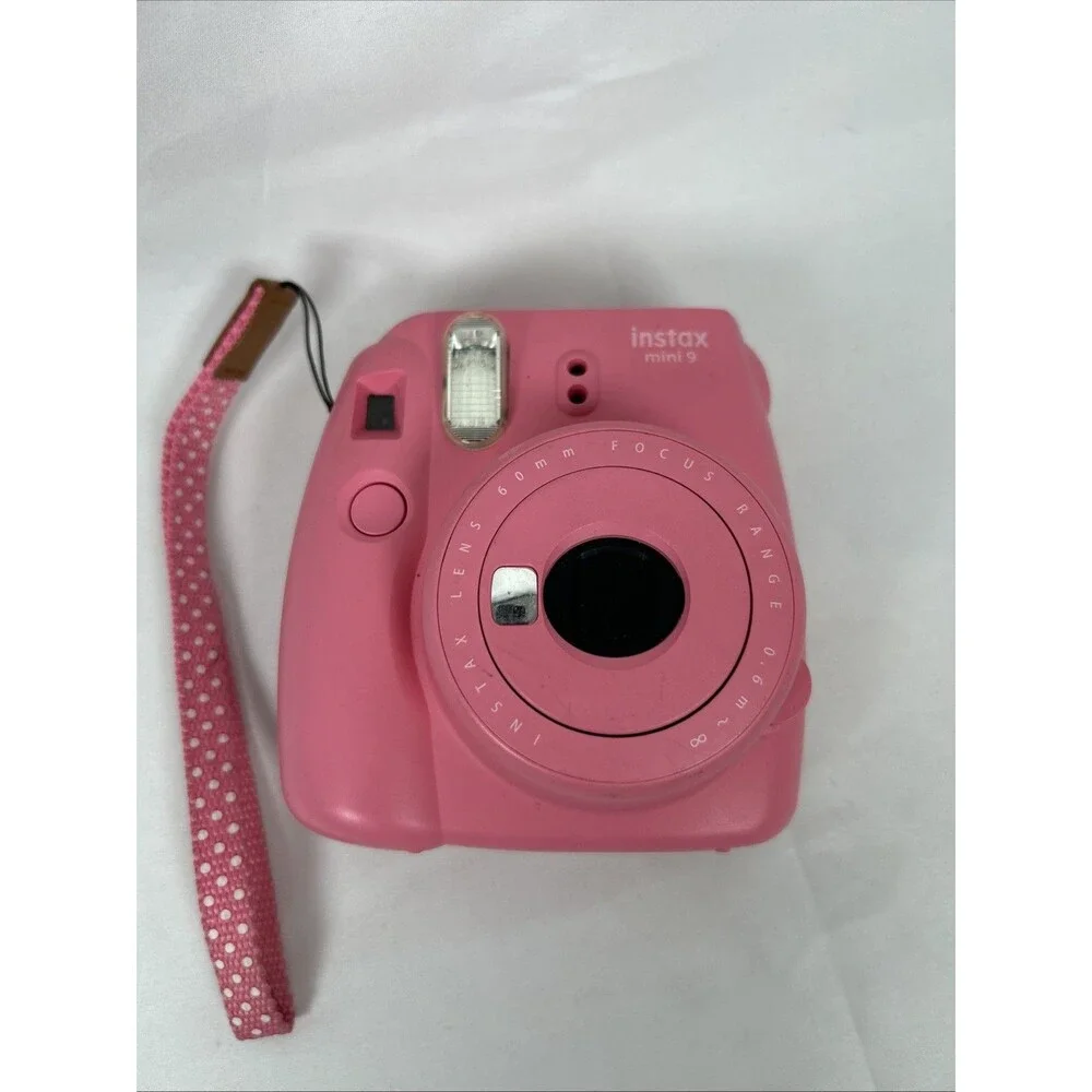 Fujifilm Instax Mini 9 Instant Film Pink Camera With Wrist Strap Tested Working